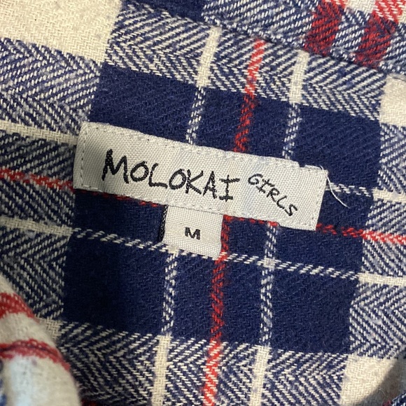 Girls Molokai Surfer Brand Flannel Plaid Shirt / Size M - Picture 3 of 6